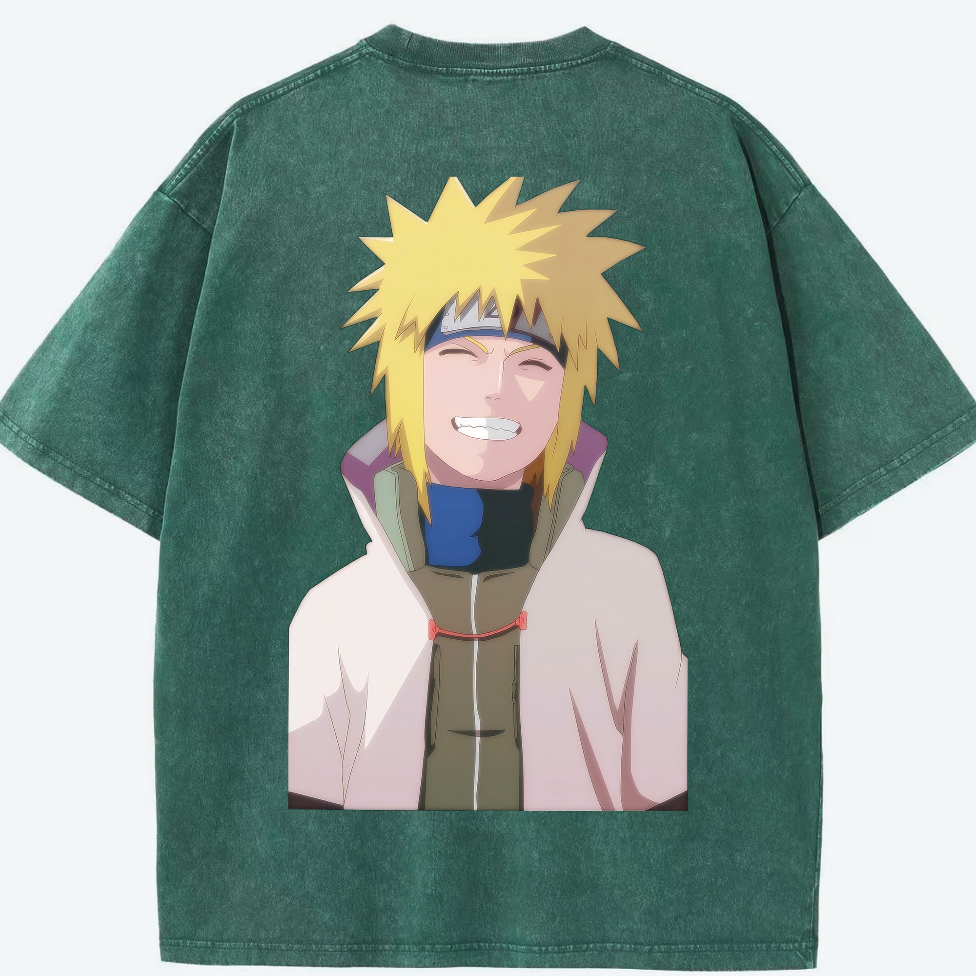 （画像用） NARUTO -ナルト- 波風 ミナト Namikaze Minato 綿100% ヴィンテージ風 半袖Tシャツ（背面プリント）